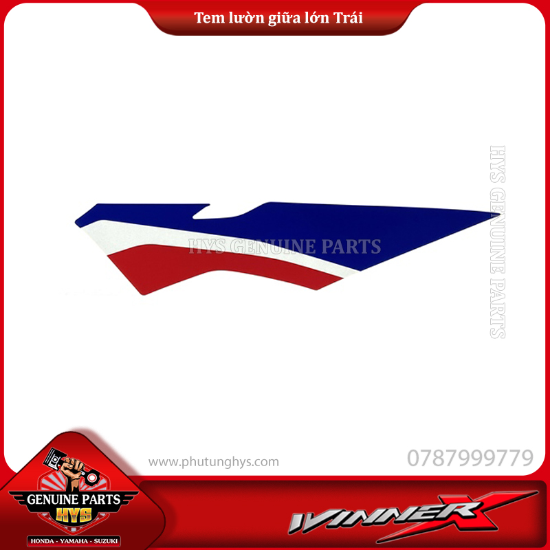 TEM LƯỜN GIỮA MIẾNG LỚN WINNER X V3 TRÁI (BẢN ĐỎ ĐEN TRẮNG 2023 ABS)