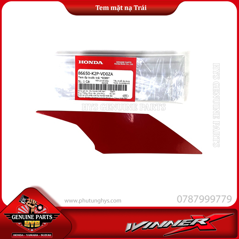 TEM MẶT NẠ TRƯỚC MIẾNG DƯỚI WINNER X V3 TRÁI (BẢN ĐỎ ĐEN TRẮNG 2023 ABS)