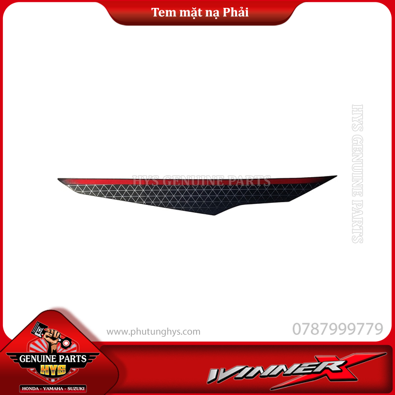 TEM MẶT NẠ TRƯỚC WINNER X V2 PHẢI (BẠC ĐEN ĐỎ 2020 ABS)