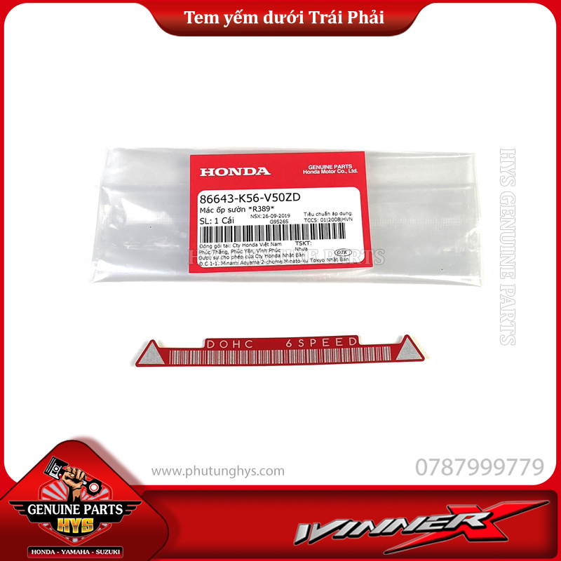 TEM YẾM DƯỚI WINNER X V2 TRÁI PHẢI (BẢN ĐỎ BẠC ĐEN 2019)