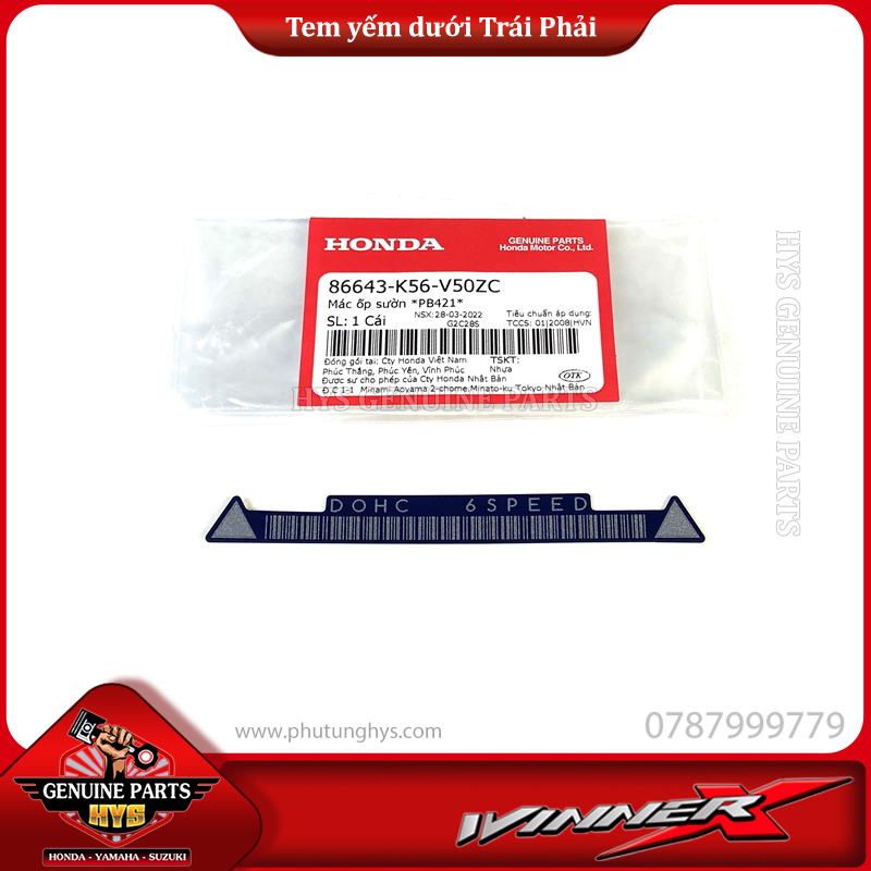 TEM YẾM DƯỚI WINNER X V2 TRÁI PHẢI (BẢN XANH BẠC ĐEN 2019)