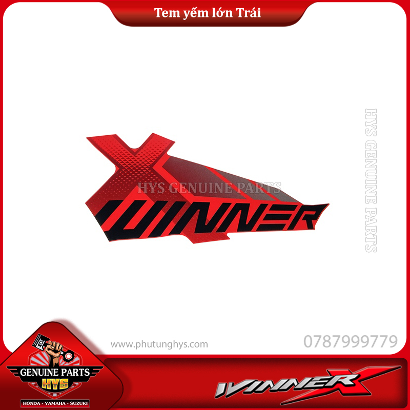 TEM YẾM MIẾNG LỚN WINNER X V2 TRÁI (BẢN ĐỎ BẠC ĐEN 2019)