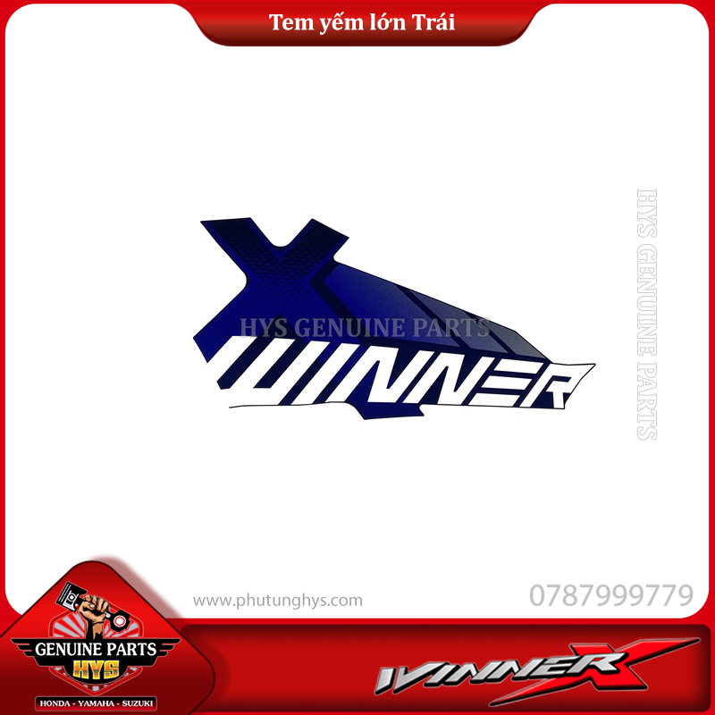TEM YẾM MIẾNG LỚN WINNER X V2 TRÁI (BẢN XANH BẠC ĐEN 2019)