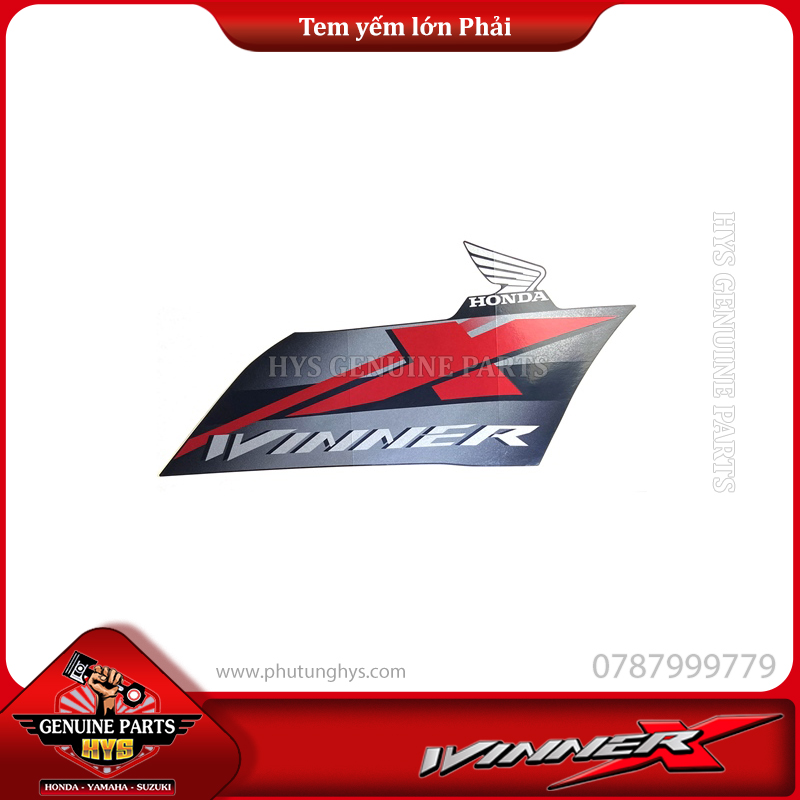 TEM YẾM TRƯỚC MIẾNG LỚN WINNER X V2 PHẢI (BẢN ĐEN ĐỎ XÁM 2021)