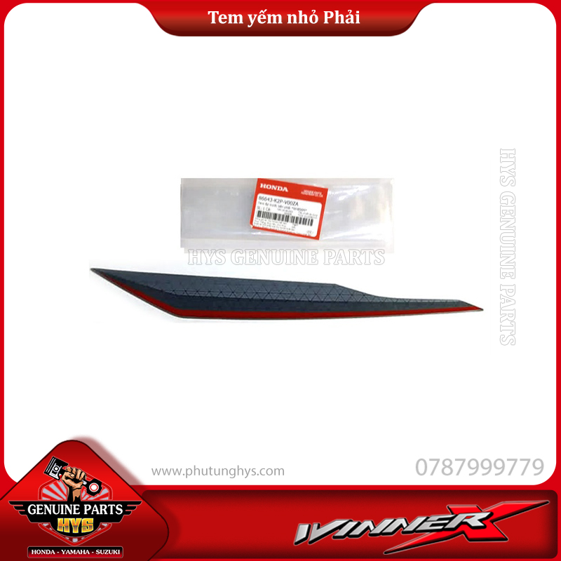 TEM YẾM TRƯỚC MIẾNG NHỎ WINNER X V2 PHẢI (BẠC ĐEN ĐỎ 2020 ABS)