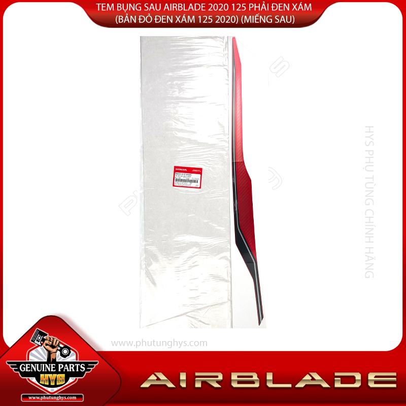 TEM BỤNG SAU AIRBLADE 2020 125 PHẢI ĐEN XÁM (BẢN ĐỎ ĐEN XÁM 125 2020) (MIẾNG SAU)