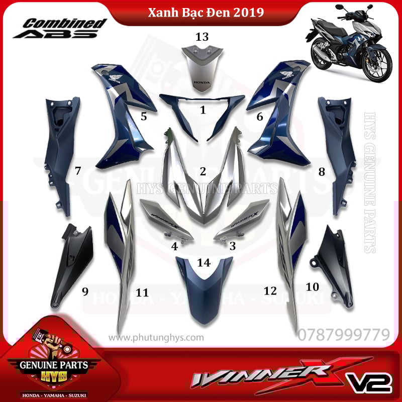 DÀN ÁO WINNER X V2 XANH BẠC ĐEN (ABS)