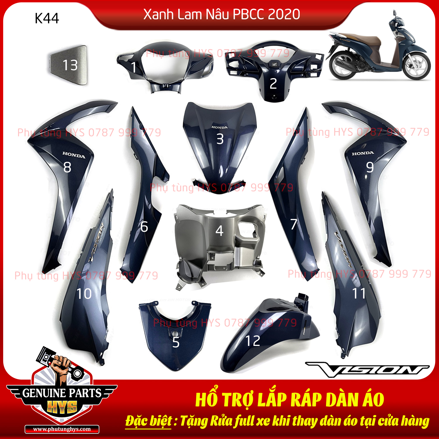 DÀN ÁO VISION K44 XANH LAM NÂU 2020 PHIÊN BẢN CAO CẤP