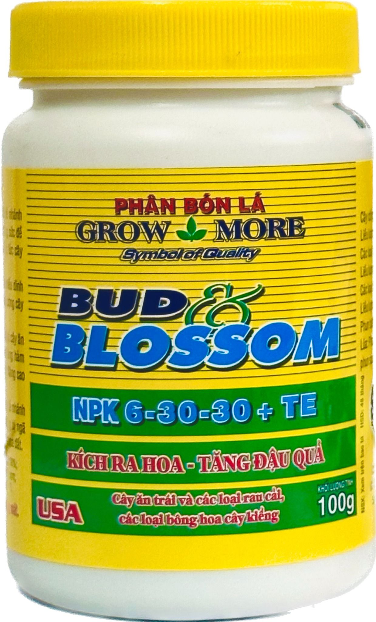 Phân Bón Lá Grow More 6-30-30 + TE , Kích thích ra hoa - Tăng đậu quả, Tăng trưởng bộ rễ, Làm cho cây khoẻ mạnh.