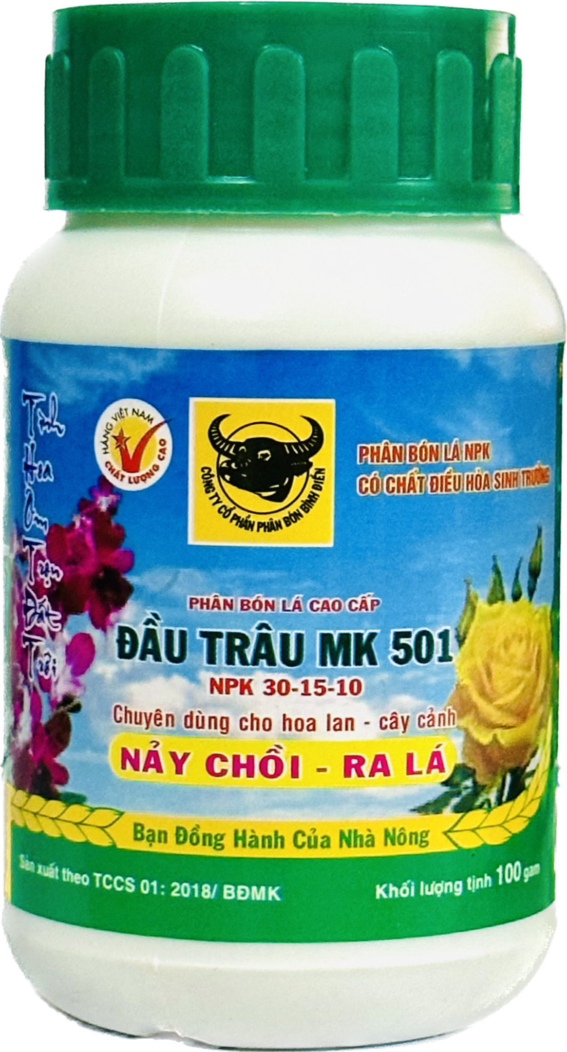 Phân bón Lá Đầu Trâu MK 501 (NPK 30-15-10) - Chuyên dùng Hoa Lan giúp nảy chồi, Ra lá, Tăng sức chống chịu