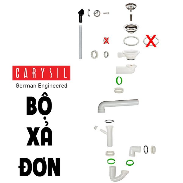 Bộ xả chậu rửa chén đơn 1 hộc Carysil
