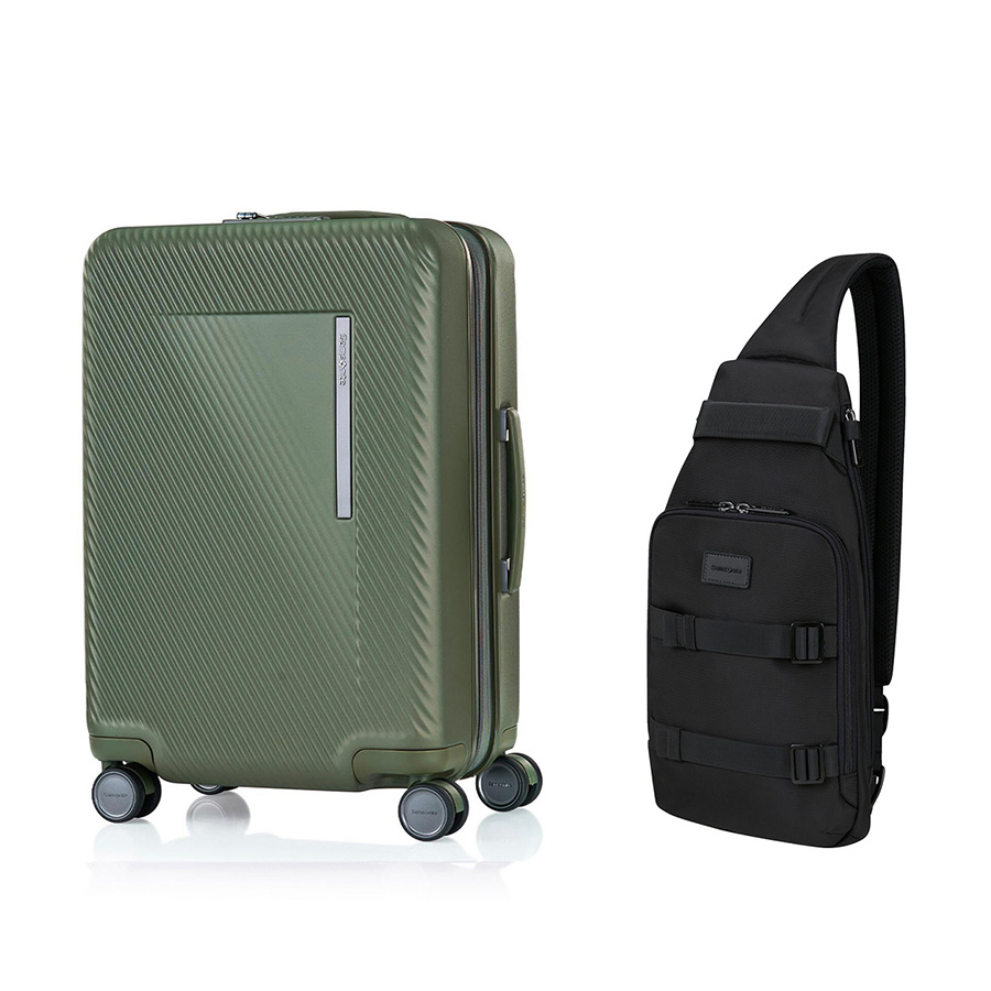 Set S6: Vali kéo Zipprix size cabin 55/20 + Túi đeo chéo Sackmod