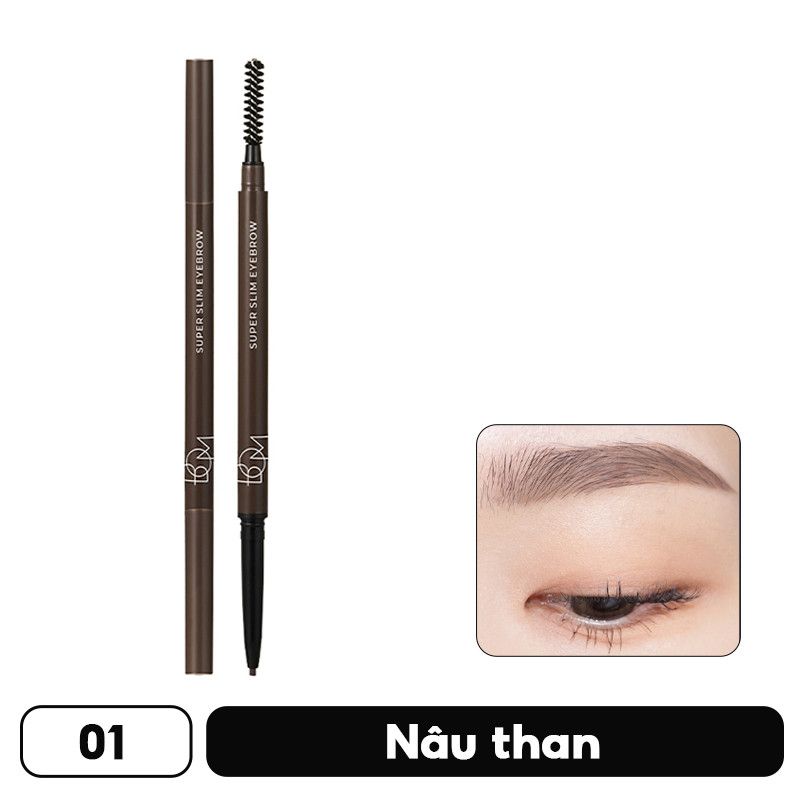  Chì Kẻ Chân Mày BOM Super Slim Eyebrow #01 Charcoal Brown 0,1G 