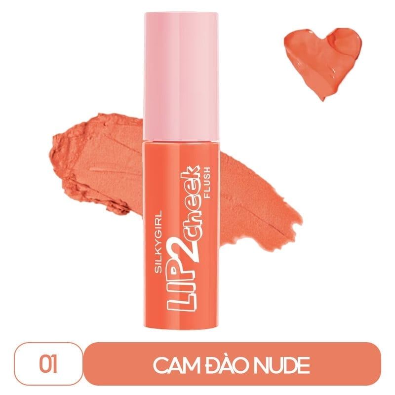  Son Kem Lì 2In1 Silkygirl Lip 2 Cheek Flush 3,8ml #01 Honey Peach - KM 