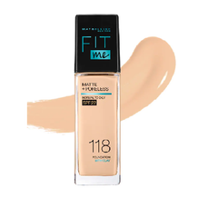  Kem Nền Mịn Nhẹ Kiềm Dầu Chống Nắng Maybelline Fit Me Matte Poreless Foundation SPF 22 #118 Light Beige 30ml 