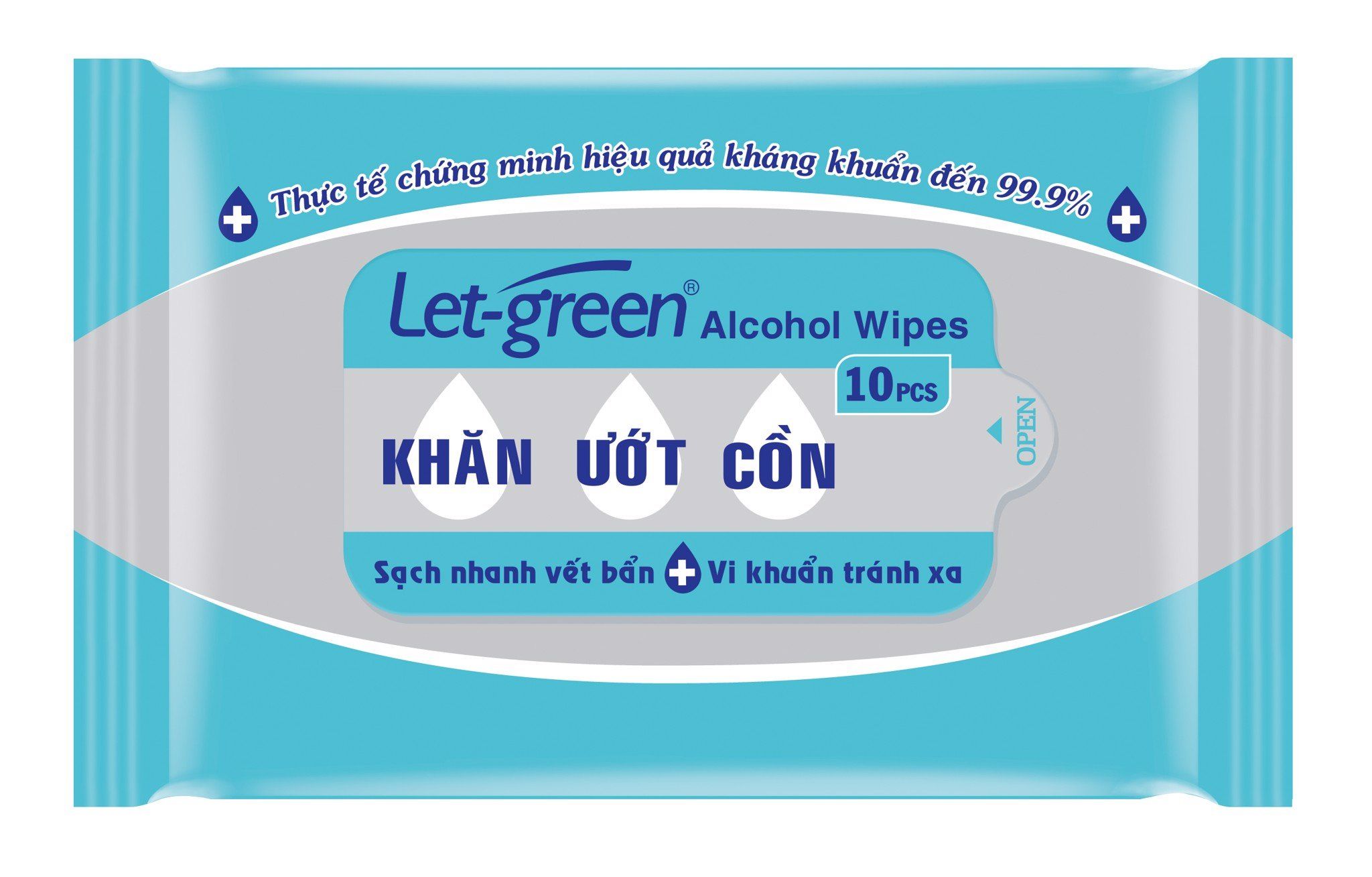  KHĂN ƯỚT CỒN LET-GREEN 10 MIẾNG 