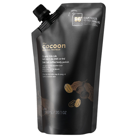  Cà phê Dak Lak COCOON làm sạch da chết cơ thể - túi refill 600ml 