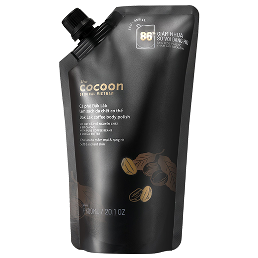  Cà phê Dak Lak COCOON làm sạch da chết cơ thể - túi refill 600ml 