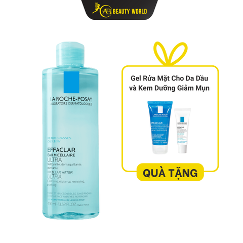  Bộ sản phẩm La Roche-Posay  Nước tẩy trang da dầu mụn 400ml Tặng Gel rửa mặt cho da dầu mụn 50ml & Kem dưỡng giảm mụn Efffaclar Duo+ 3ml 