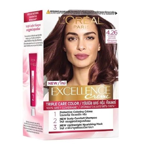  Màu Nhuộm Dưỡng Tóc Phủ Bạc LOreal Excellence Crème #4.26 Purple Brown Nâu Tím Ánh Đỏ 172ml - Date 2 