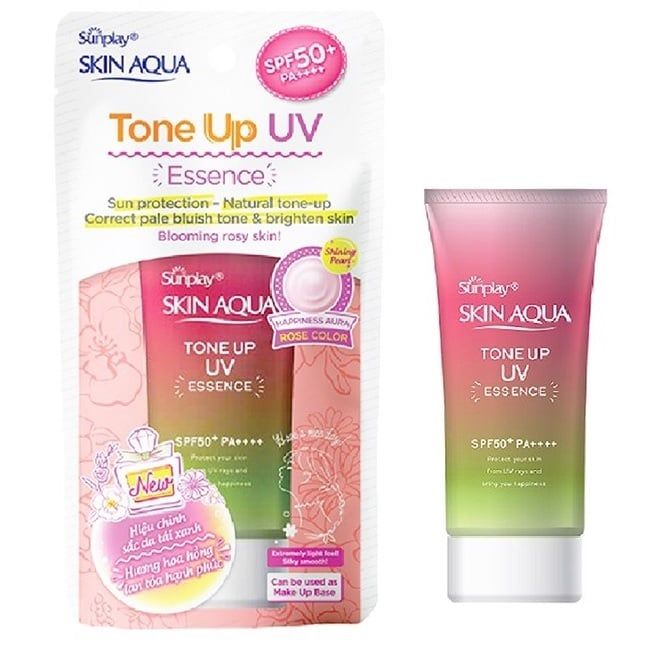  Tinh chất chống nắng hiệu chỉnh sắc da Sunplay Skin Aqua Tone Up UV Essence Happiness Aura (Rose) 50g 