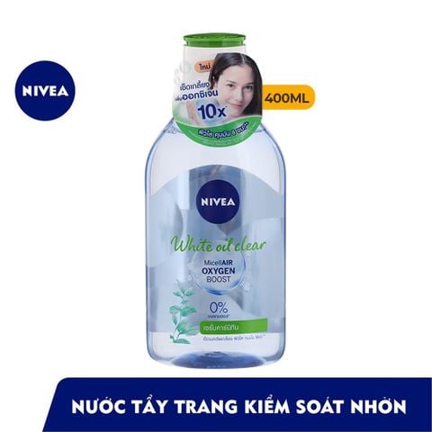  Nước Tẩy Trang Sáng Da & Kiểm Soát Nhờn Mụn Nivea White Oil Clear Micellair Oxygen Boost Micellar Water 400ML 