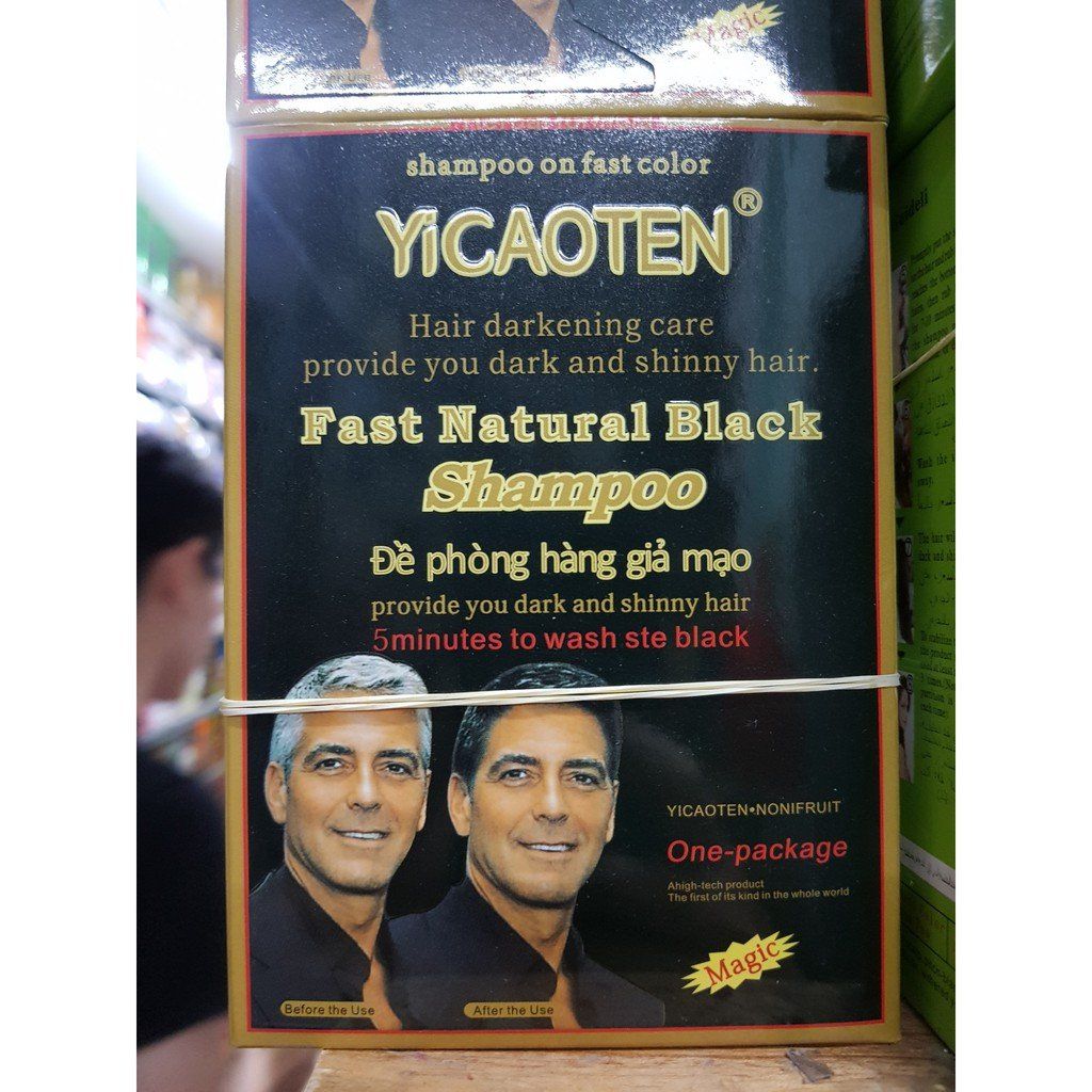  Dầu Gội Nhuộm Tóc Yicaoten - Màu Đen (Hộp 10 Gói). 