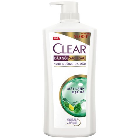  Dầu Gội Sạch Gàu Clear Mát Lạnh Bạc Hà 630g 