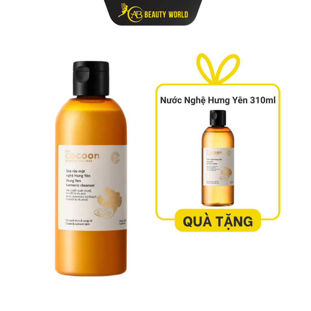  Combo Mua 01 Tặng 01 Cocoon Sữa rửa mặt nghệ Hưng Yên 310ml và Nước nghệ Hưng Yên 310ml 