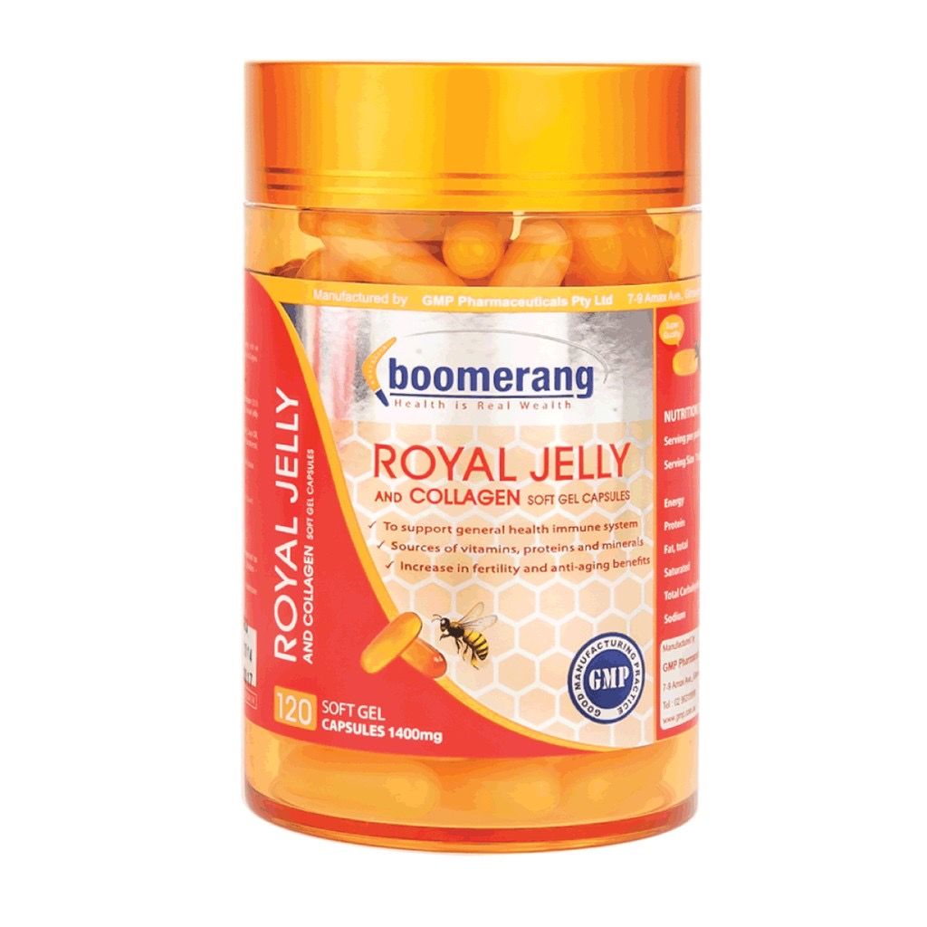  Viên Uống Sữa Ong Chúa  Và Collagen Boomerang Royal Jelly & Collagen BM02 - 120 Viên 
