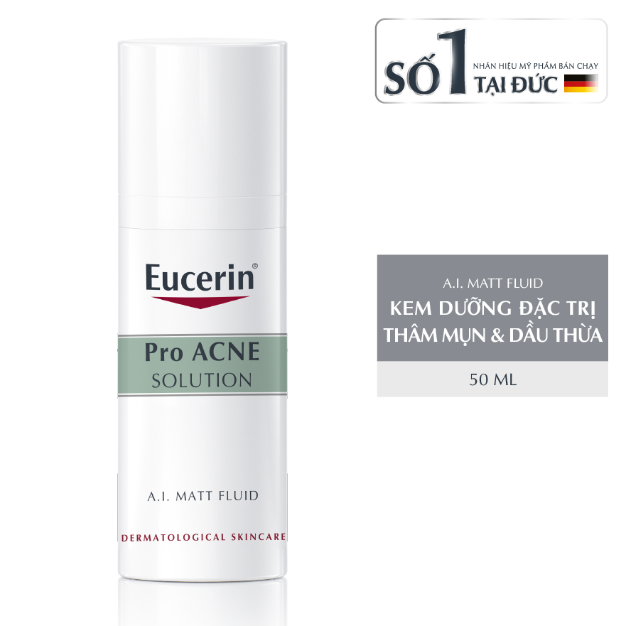  Kem Dưỡng Kiểm Soát Nhờn & Giảm Mụn Eucerin ProAcne Solution A.I Mattifying Fluid 50ml 