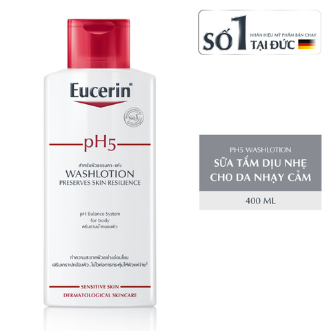  Sữa Tắm Dịu Nhẹ Cho Mặt & Toàn Thân Eucerin pH5 WashLotion 400ml - New 