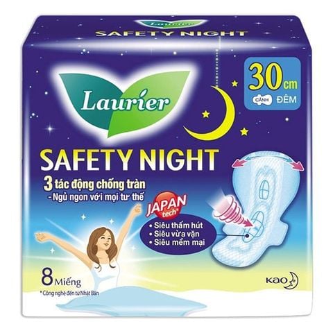  Băng Vệ Sinh Ban Đêm Laurier Safety Night 30cm 8 Miếng 