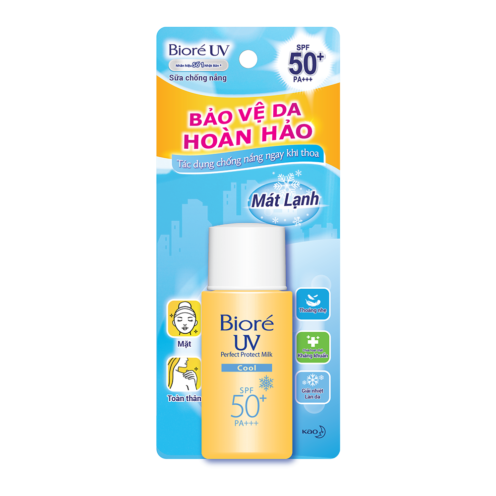  Sữa Chống Nắng Bảo Vệ Da Hoàn Hảo - Mát Lạnh Bioré Uv Perfect Protect Milk Cool Spf50/Pa+++ 25ml. 