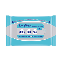  KHĂN ƯỚT CỒN LET-GREEN 10 MIẾNG - DATE 