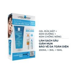  Bộ Sản Phẩm La Roche-Posay Cho Da Dầu Mụn - Sữa Rửa Mặt 200ml+ Kem Mụn Duo+ 3ml + Chống Nắng Anthelios 15ml 