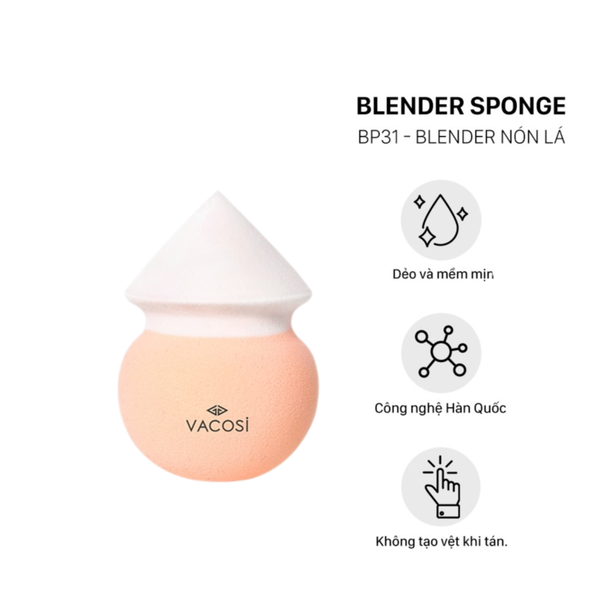Bông Phấn Ướt Hình Nón Lá Vacosi Blender Sponge Bp31.