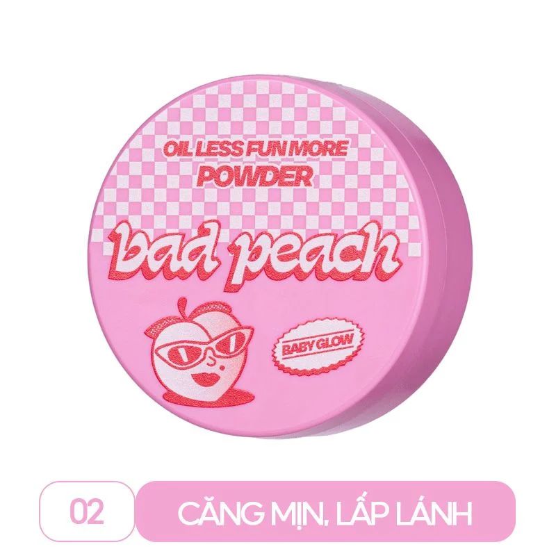  PHẤN PHỦ BAD PEACH ( OIL LESS FUN MORE POWER #02 BABY GLOW,4G)- KM 