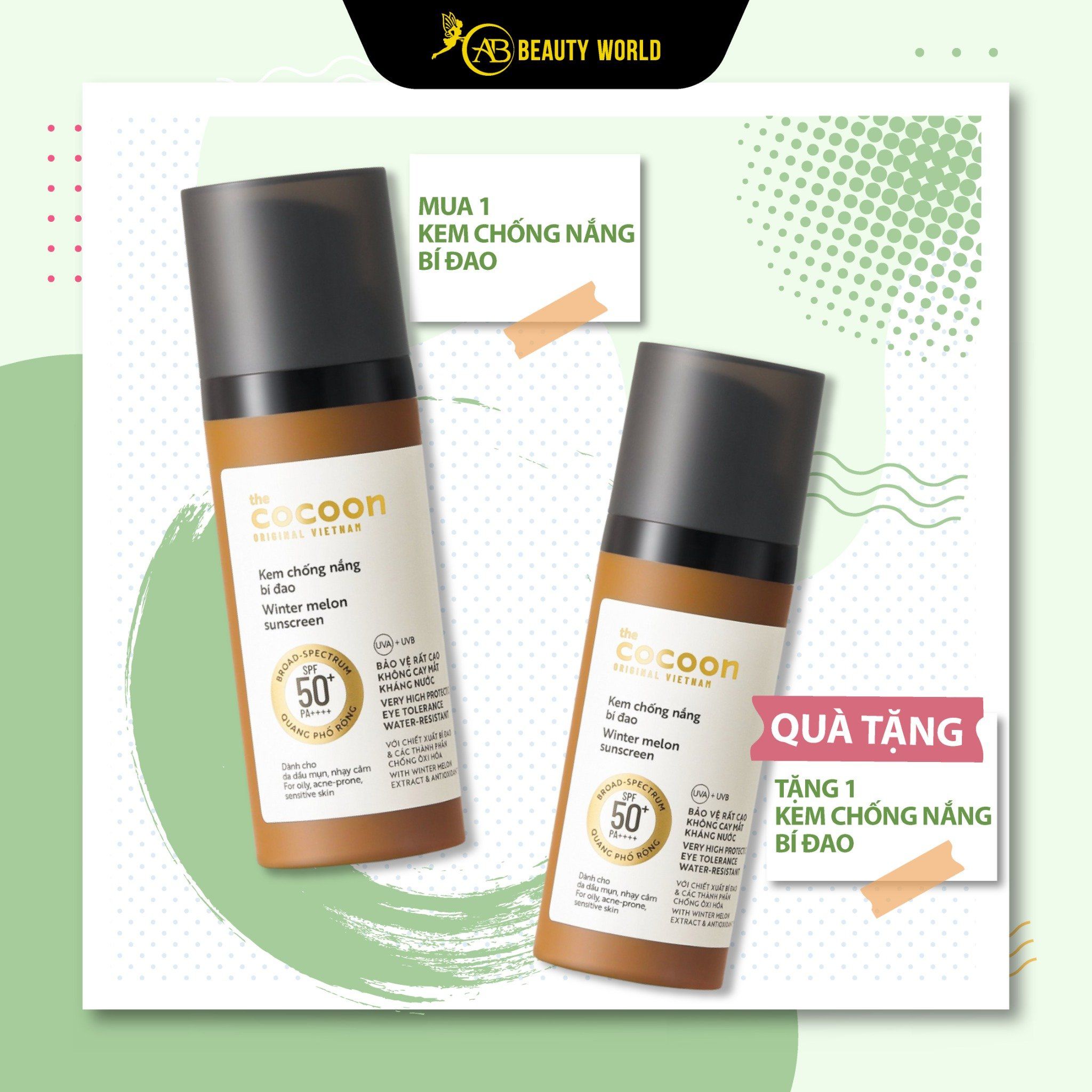 Combo Mua 01 Tặng 01 Cocoon Kem Chống Nắng Bí Đao 50ml X 2 