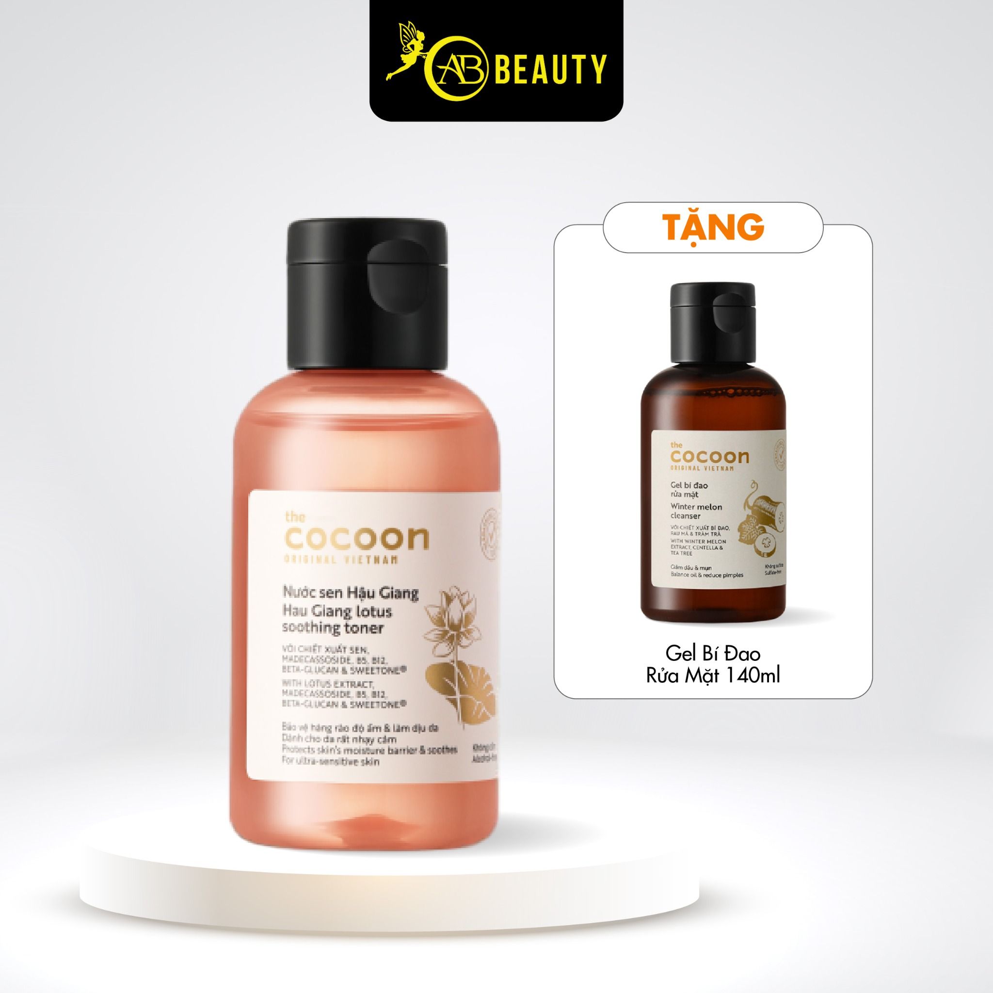  Combo Cocoon Nước Cân Bằng Sen Hậu Giang 140ml & Gel Rửa Mặt Bí Đao 140ml 