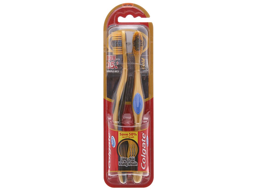  Bộ Đôi Bàn Chải Đánh Răng Colgate Slimsoft Gold Charcoal Siêu Mềm Mảnh. 