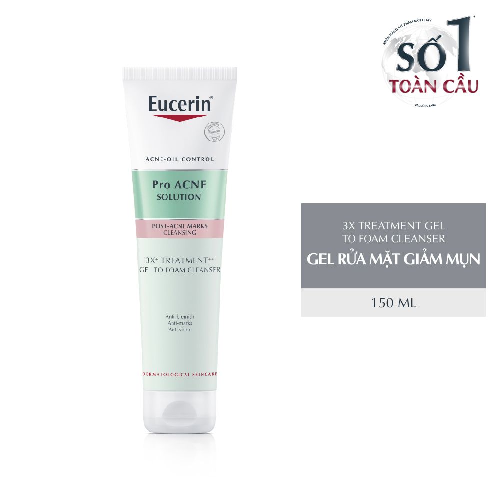  Gel Rửa Mặt Eucerin Cho Da Mụn Pro Acne Solution 3X Treatment Gel To Foam Cleanser 150ml 63833 Euc Proacne Foam Cleanse Triple 150ml. 