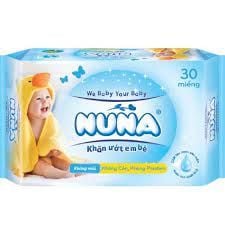  Khăn Ướt Không Mùi Gói Du Lịch Baby Nuna 30 Miếng 