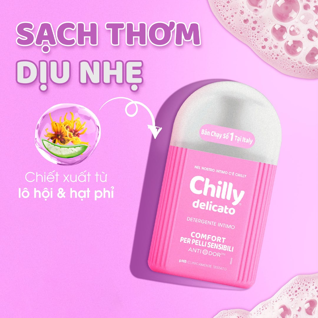 Dung Dịch Vệ Sinh Phụ Nữ Chilly Delicato Dịu Êm 200ml – AB BEAUTY WORLD