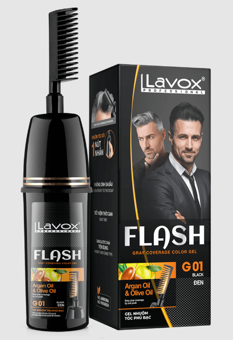  Gel Nhuộm Phủ Bạc Argan & Olive Oil Lavox 150ml (Lược) (G 01 - Đen). 
