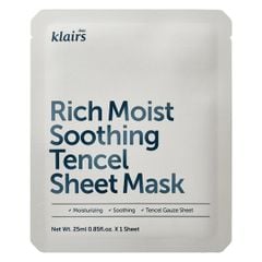  Mặt Nạ Dưỡng Ẩm, Làm Dịu Da Klairs Rich Moist Soothing Sheet Mask 25ml 