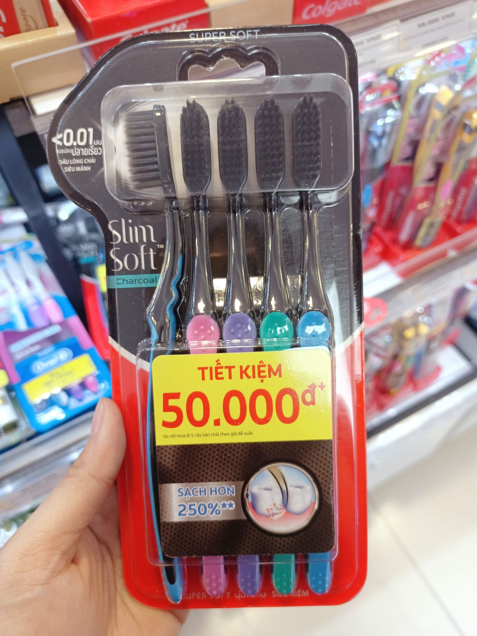  Bộ 5 Bàn Chải Đánh Răng Colgate Slimsoft Gold Charcoal Siêu Mềm Mảnh. 