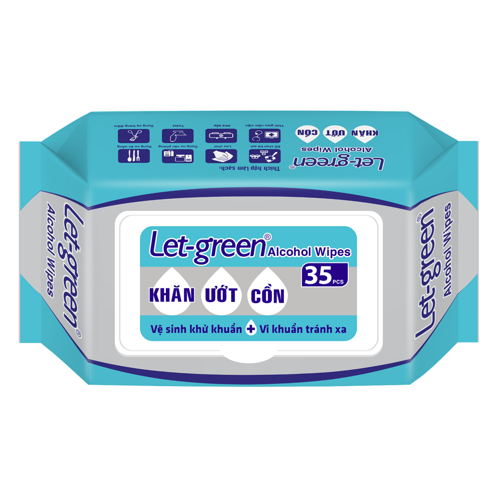  Khăn ướt Cồn Let Green 35 miếng - DATE 