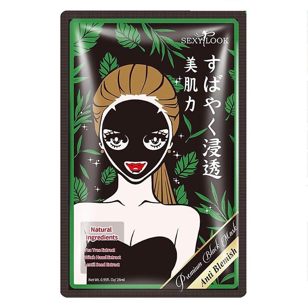  Mặt Nạ Tràm Trà Kiểm Soát Dầu & Mụn Sexylook Tea Tree Anti Blemish Black Facial Mask 28ml. 