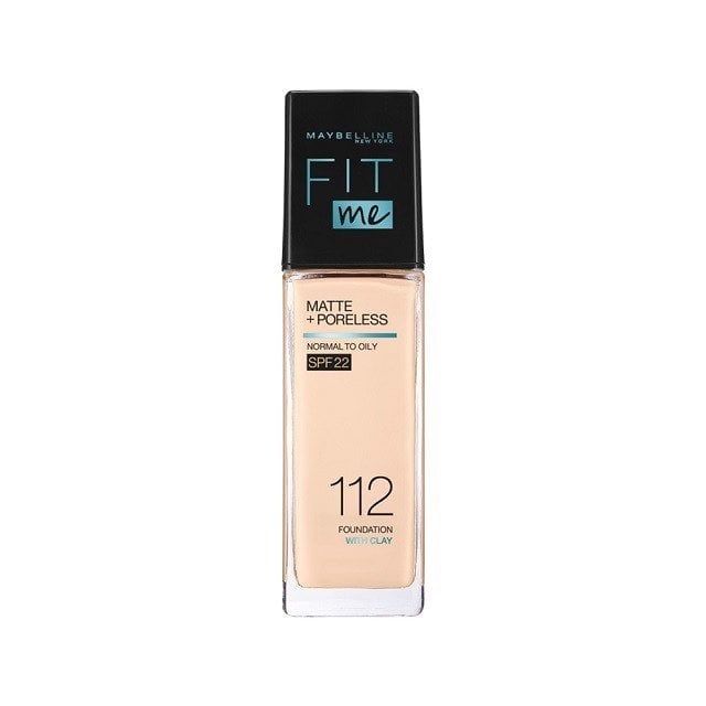  Kem Nền Mịn Nhẹ Kiềm Dầu Chống Nắng Maybelline Fit Me Matte Poreless Foundation SPF 22 #112 Natural Ivory 30ml 